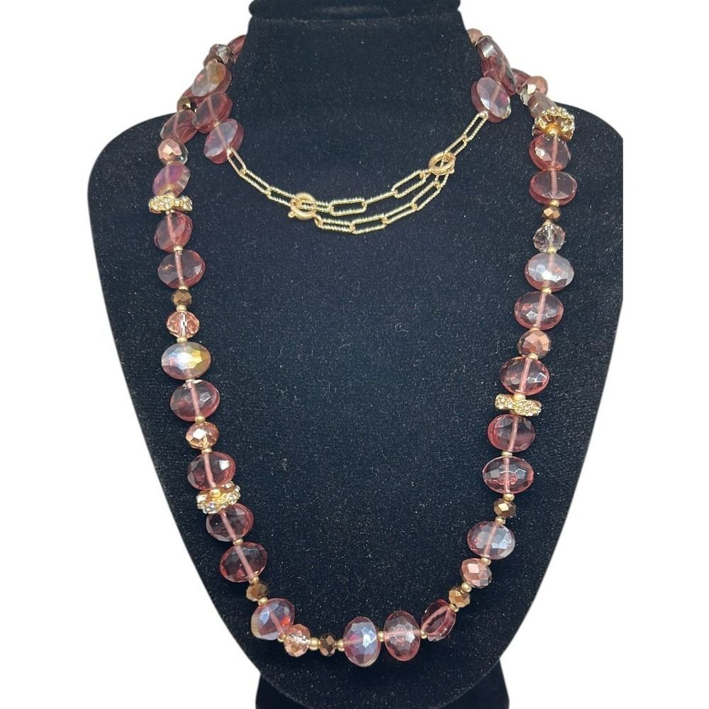 2028 Acrylic Glass Bead Strand Necklace -‎ Purple